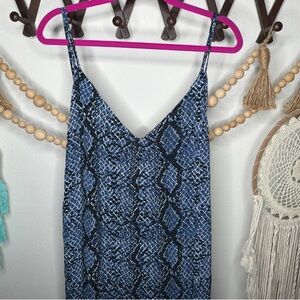 Free People Blue Black Snake Scale Print Jumpsuit